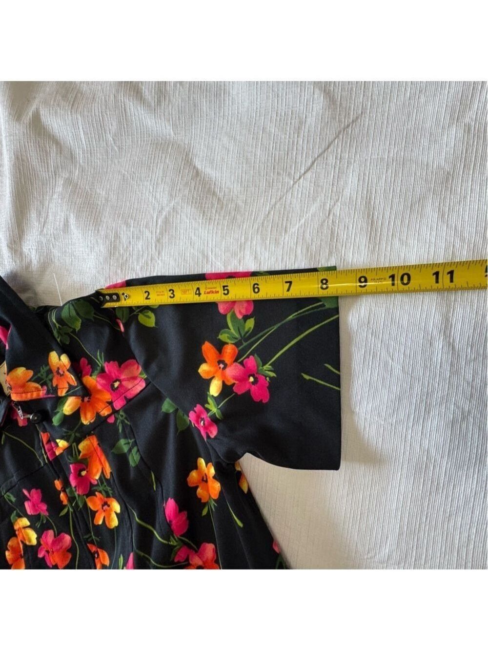 Vintage 70’s Leo Danal Canada Elegant Floral Black Midi Dress SZ 12 - Picture 8 of 8